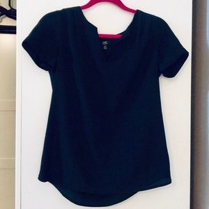 Black t-shirt blouse with cut out V neck